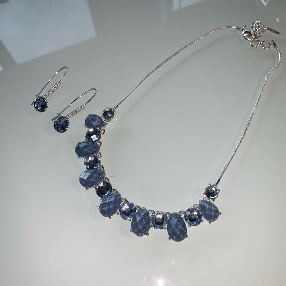 Blue and Silver Necklace and Earring Set - Picture 1 of 5